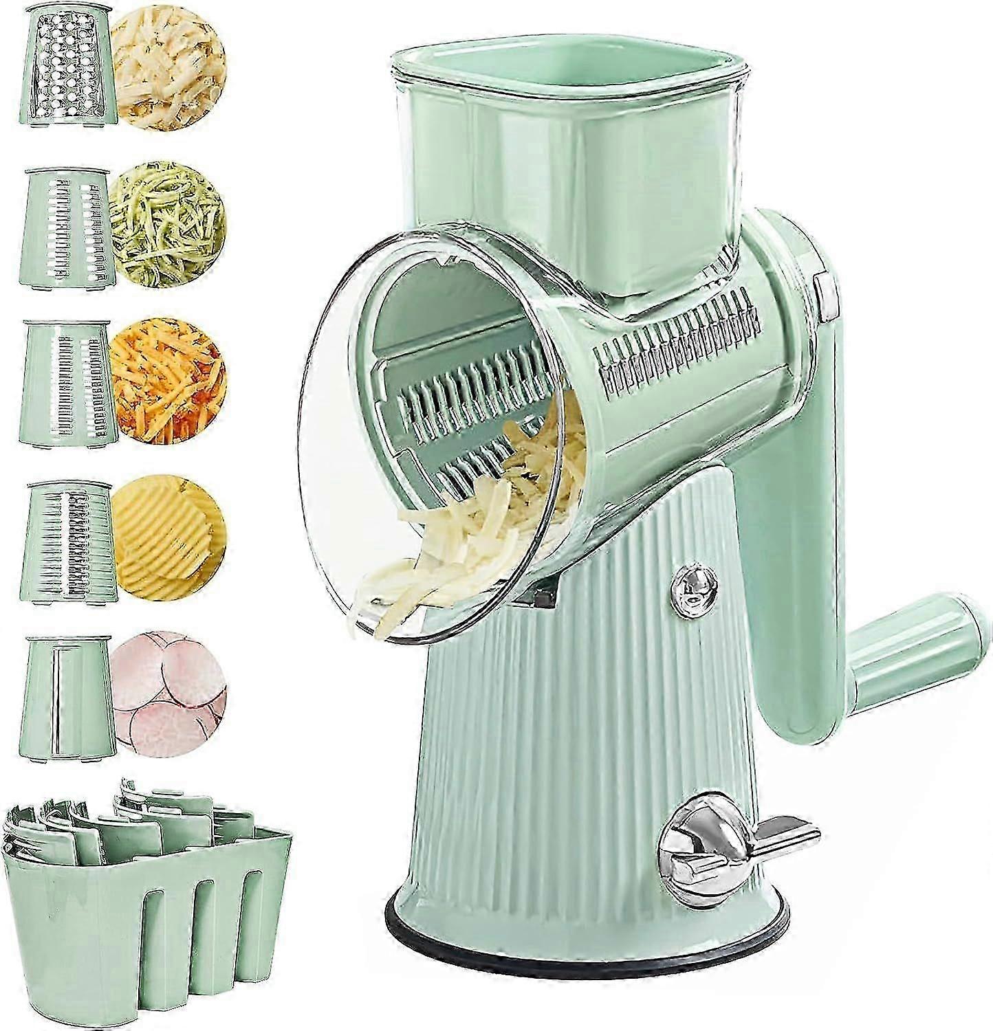 Rotary Cheese Grater with Handle Speed Hand Crank Cheese Shredder with 5