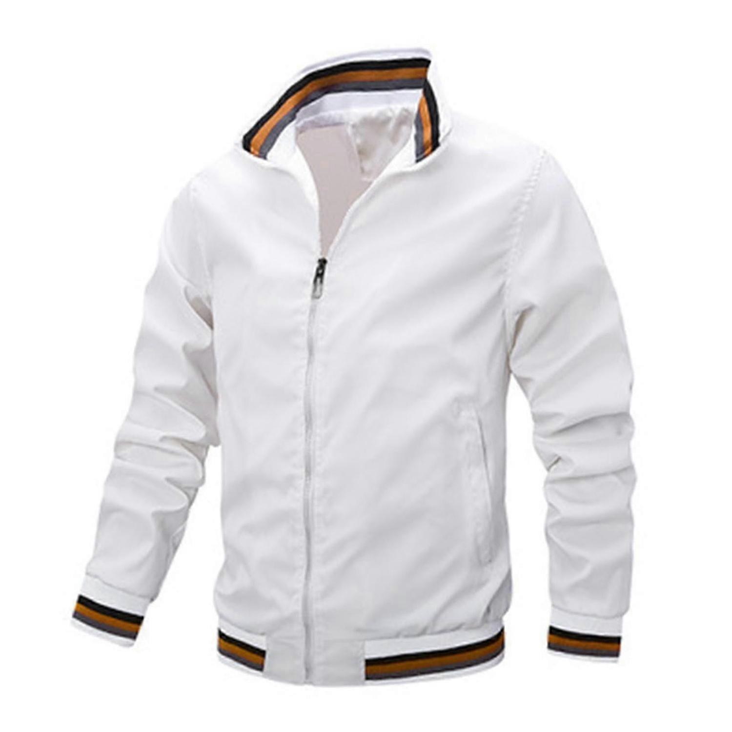 Bomber Jacket For Men Lightweight Windbreaker Spring Fall Full Zip Active Coat Standing Collar