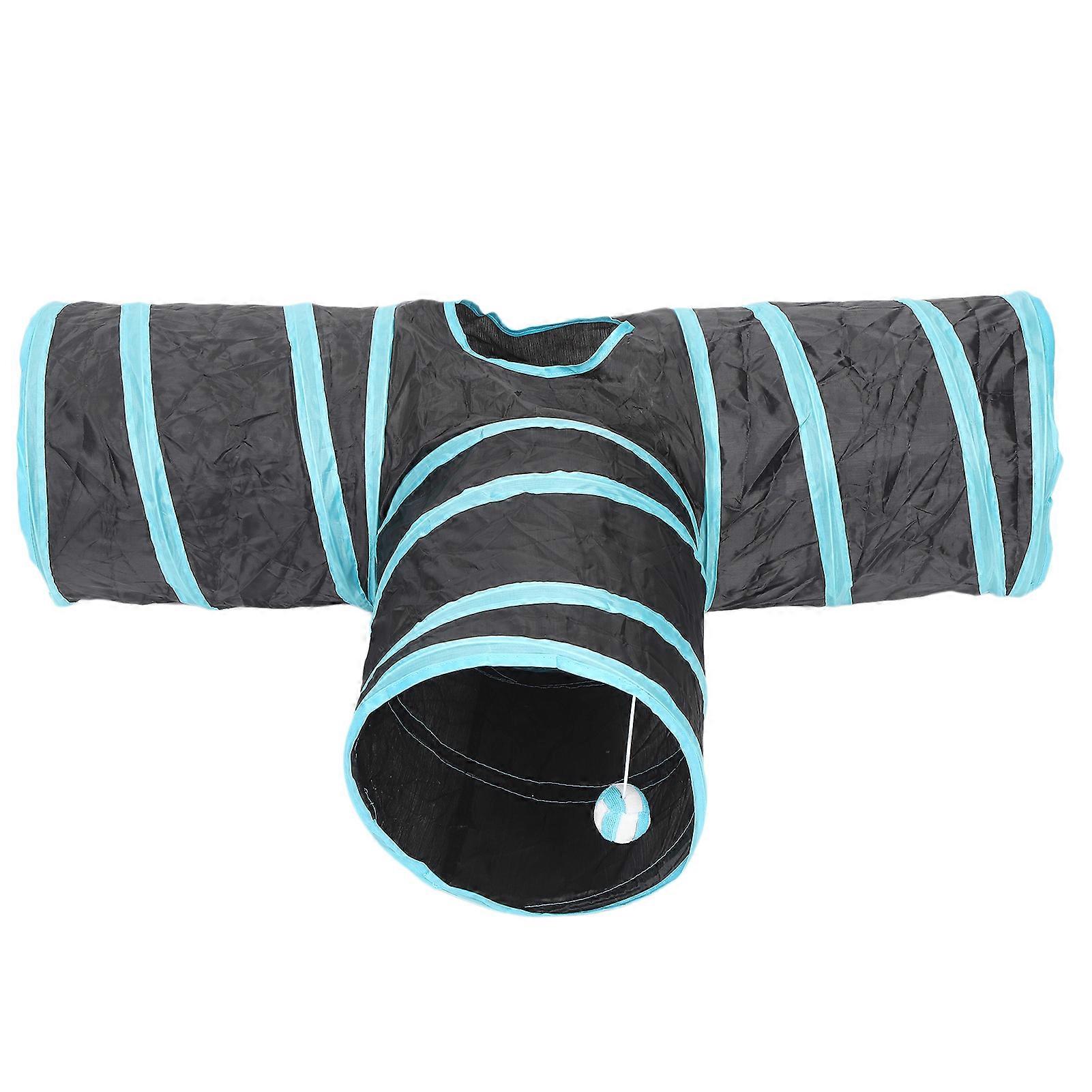 3-Way Foldable Cat Tunnel with Peek Holes, Lightweight Fabric, Portable Design, Suitable for Indoor Play