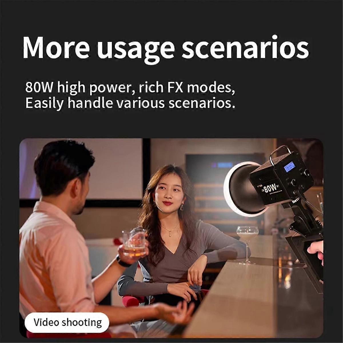 80W COB Camera Light Handheld Kit 2500-6500K Video Dimmable Photographic LED Light for Photo Studio