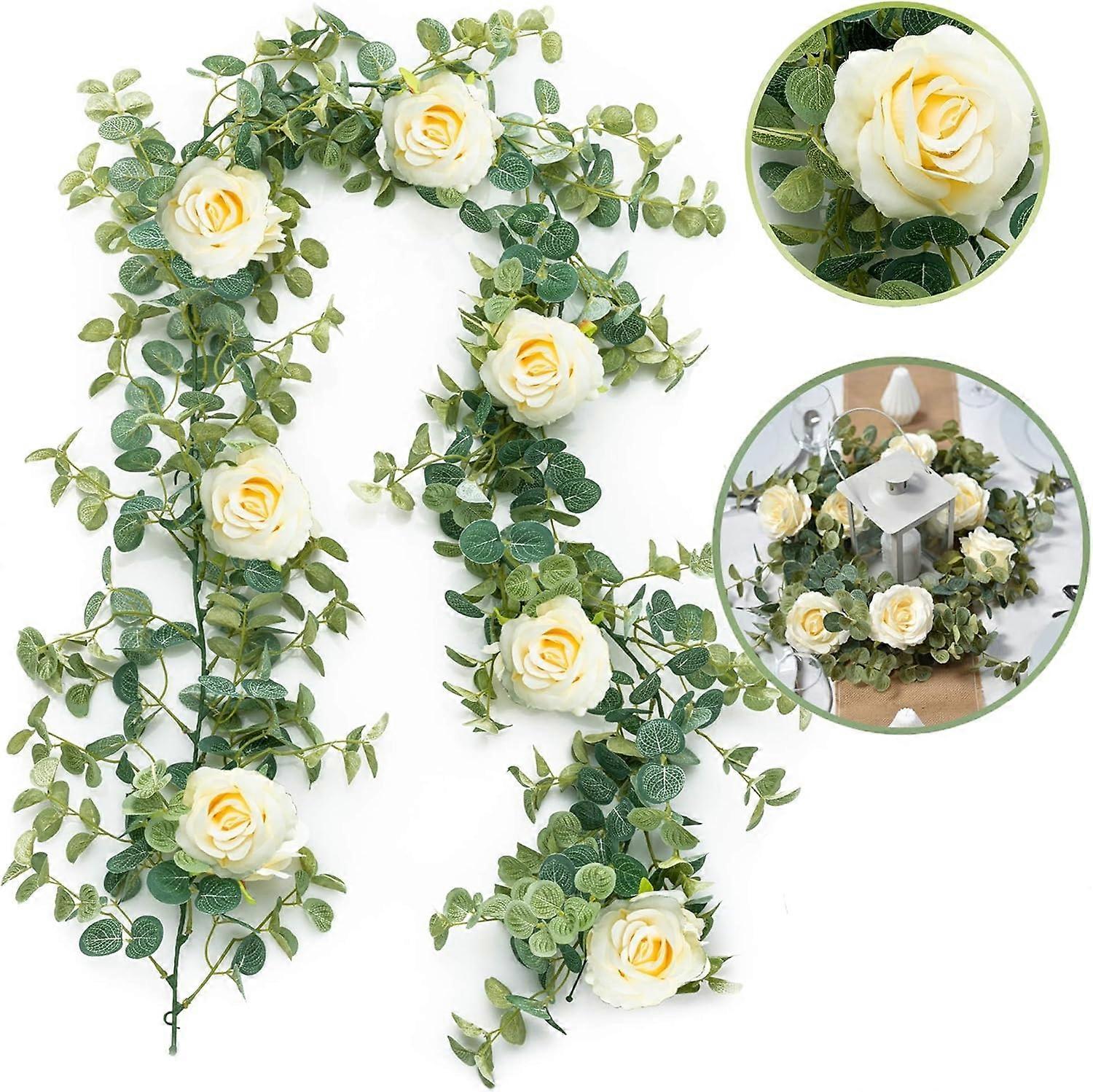 Artificial Eucalyptus Garland, Wedding Decor, Lifelike Roses