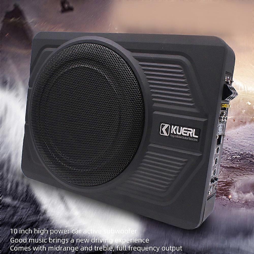 10 Inch 600W Car Audio Slim Under-Seat Subwoofer High Power Active Sub Bass Speaker Kit with Treble