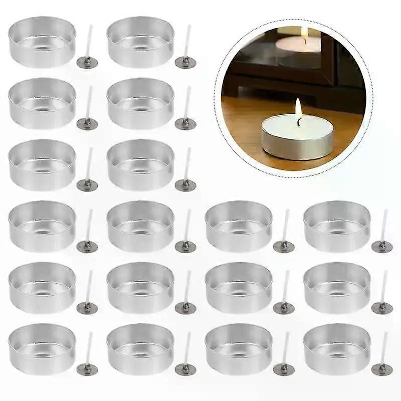 100 Sets Tea Light Cup Holding Container Refillable Container Eye Shadow Tin Aluminum Tin Tealight Tin