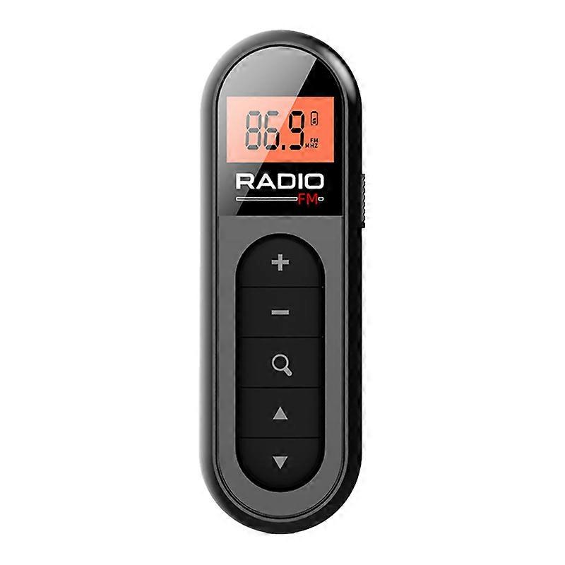 Mini Pocket FM Radio Rechargeable Portable 76-108MHZ Radio Receiver with Backlight LCD Display Wired