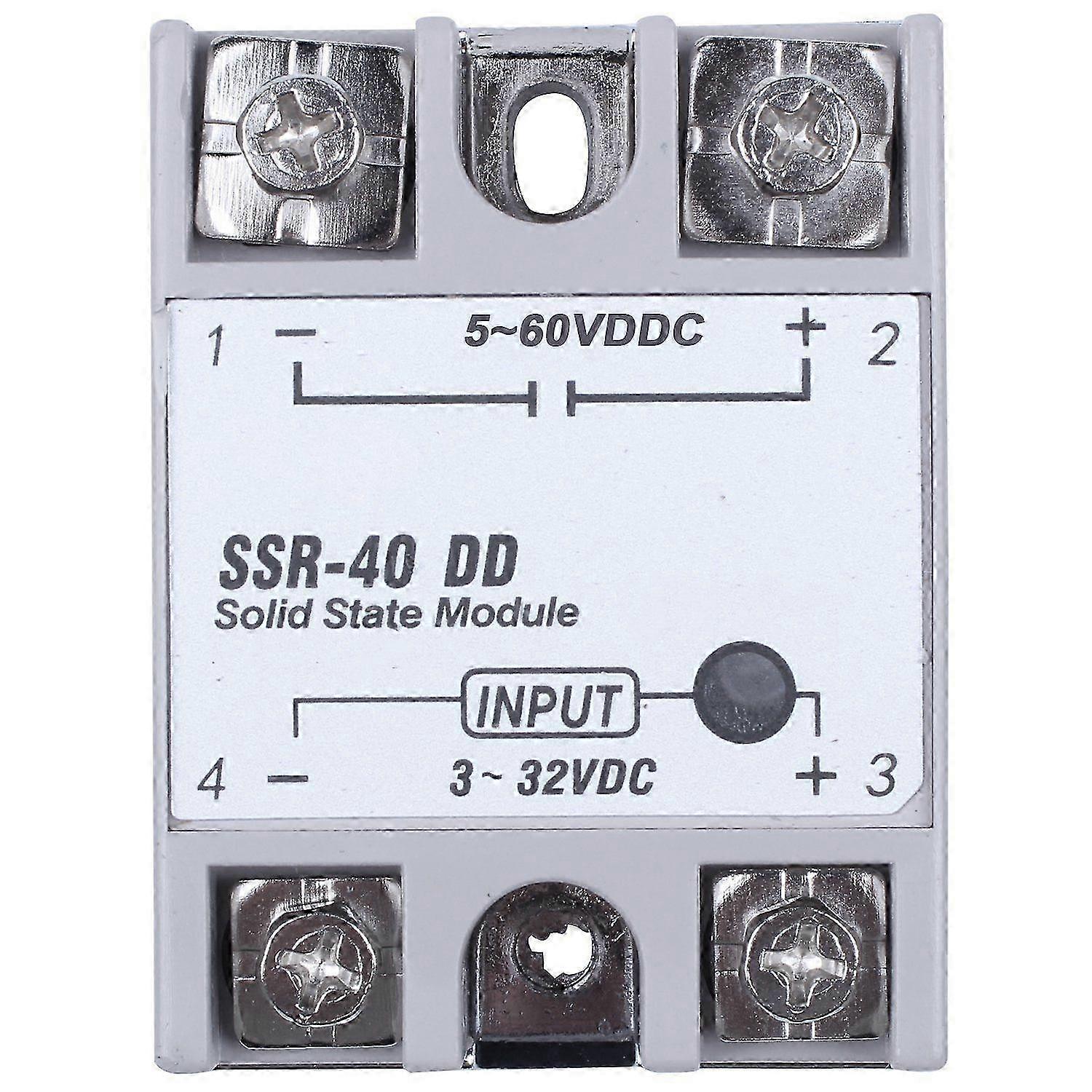 Compatible with Single Phase Solid State Relay DC-DC SSR-40DD 40A DC3-32V DC5-60V White+Silver