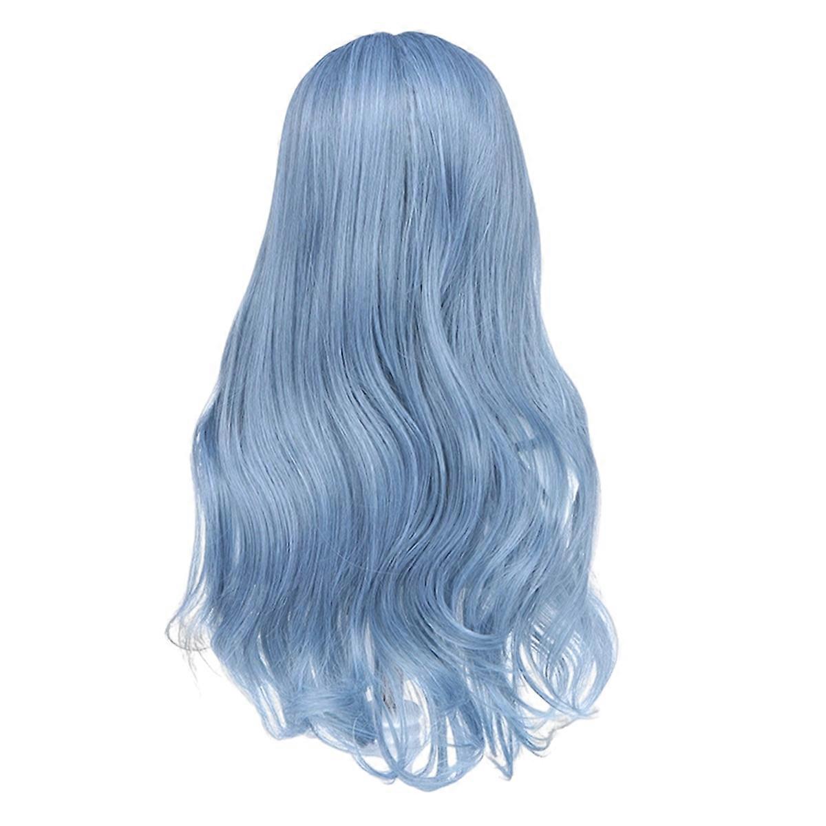 Synthetic Wigs Wave Mixed Blue long Wig for Women with Bangs
