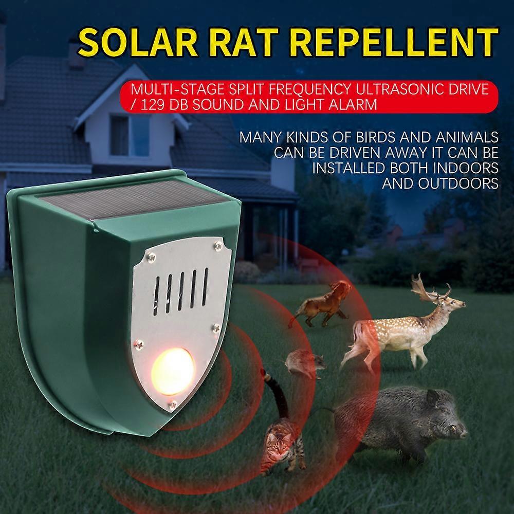 Solarer elektronischer Ultraschall-Repeller mit PIR-Bewegungssensor Alarm zeitgesteuerter menschlicher Körper Induktion Infrarot-Alarmlicht Anti-Diebstahl-Tierschutzgerät I