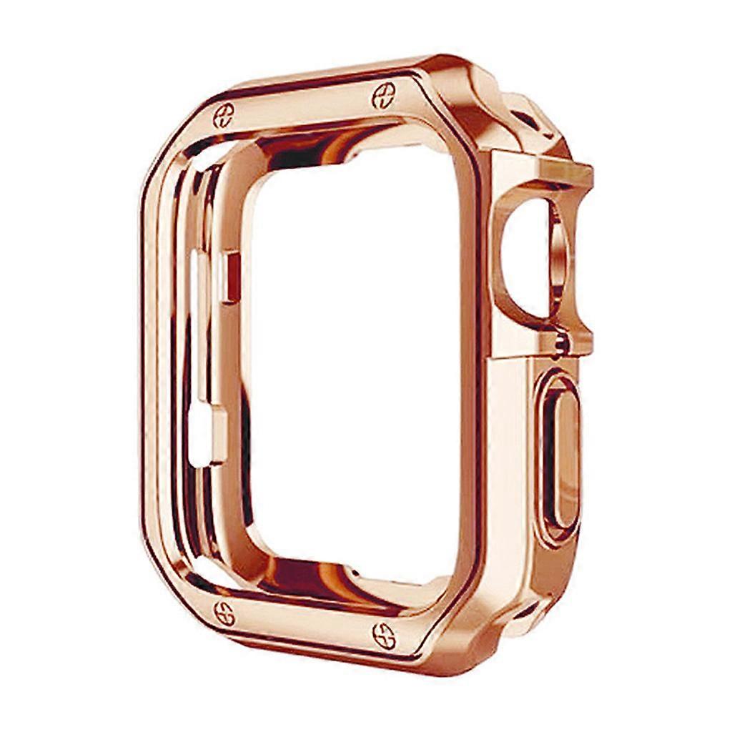 Screen Protector Compatible for Apple-Watch7 41/45mm for Case Full TPU Bumper Iwatch-Cover Soft for Shell Shockproof Acc  Rose Gold