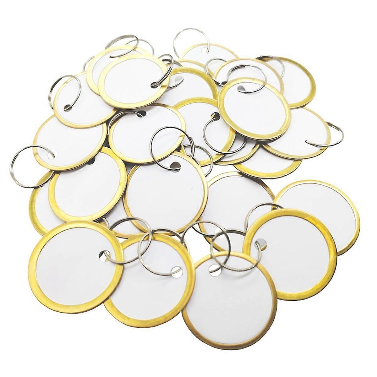 180PCS Metal Rim Tags Key Tags Round Paper Tags, White & Gold