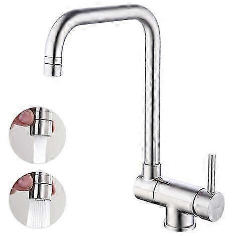 Sink Mixer Folding Spout 360  Rotating Brushed Nickel Steel Folding Kitchen Faucet for Sink Against Window