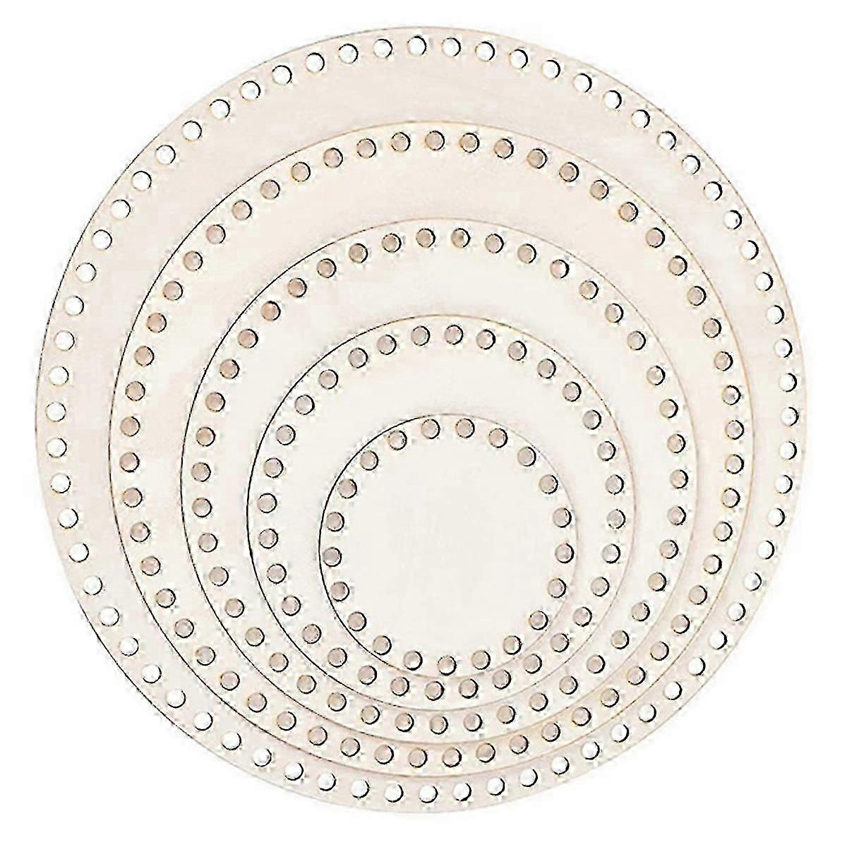 5 Size Wooden Basket Bottom, Round Circle Blank Crochet Basket Wood Base for DIY Basket , (3.9/5.9/7.9/9.9/11.9Inch)