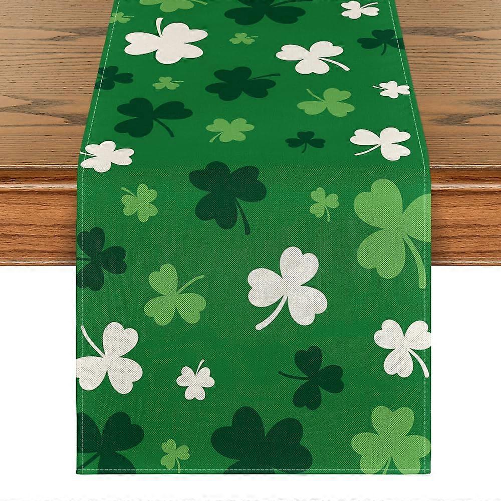 Green Shamrock Seasonal Spring Table Runner Size 13x90 Inch For Home Party Decor Shamrock Motif Spring Theme