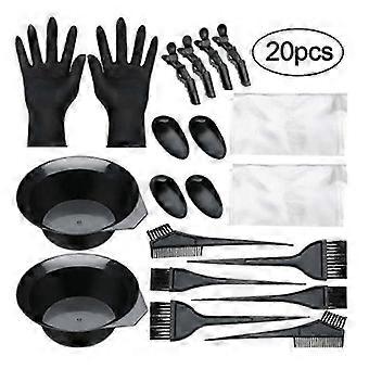 20 pieces hair dye brush and bowl set, hair dye coloring kit, hair tinting bowl, dye brush, ear cover, gloves for diy salon hair coloring bleaching ha