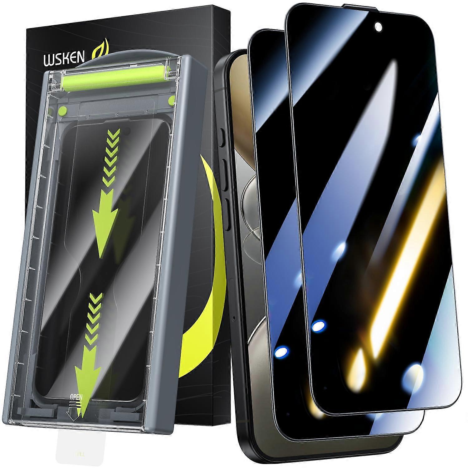 24° Privacy Screen Protector for iPhone 15 Pro (6.1 inch), [Zero Bubble][Auto Dust-Elimination] - 2 Pack