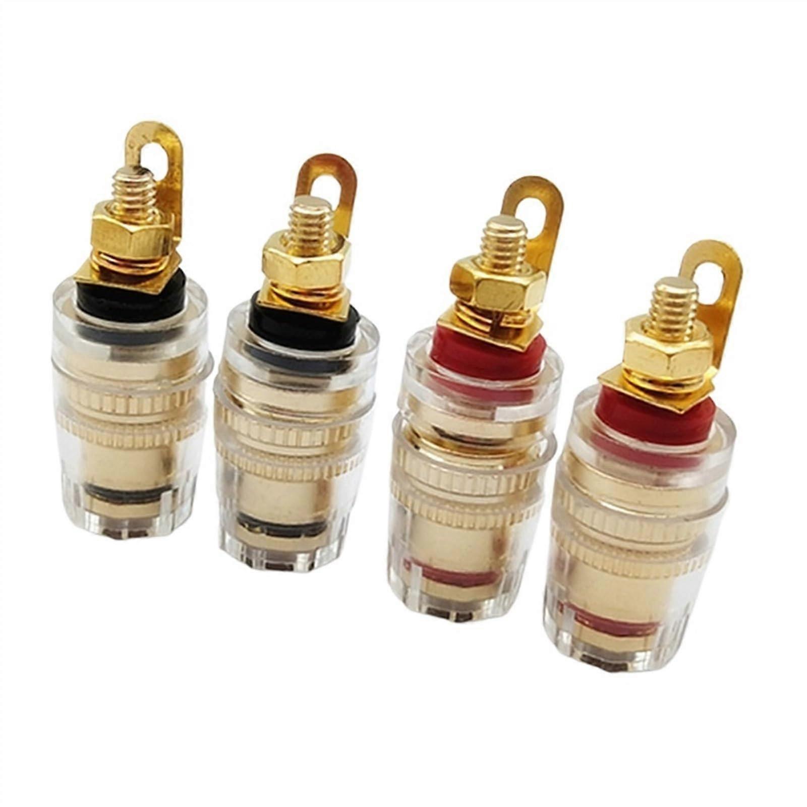 4mm Banana Socket Gold Plated Binding Post Nut Banana Jack Connector Clear Speaker Adapter Terminal 2pcs Black