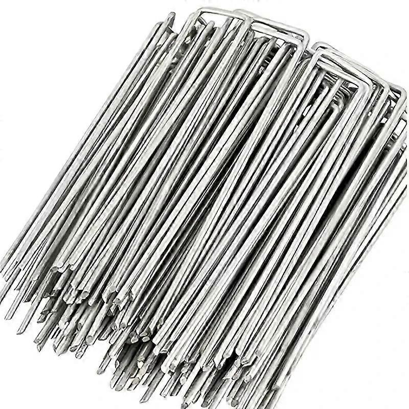 100-pack 15cm U-shaped Garden Stakes: Landscaping, Weed Barriers, Tent Anchors