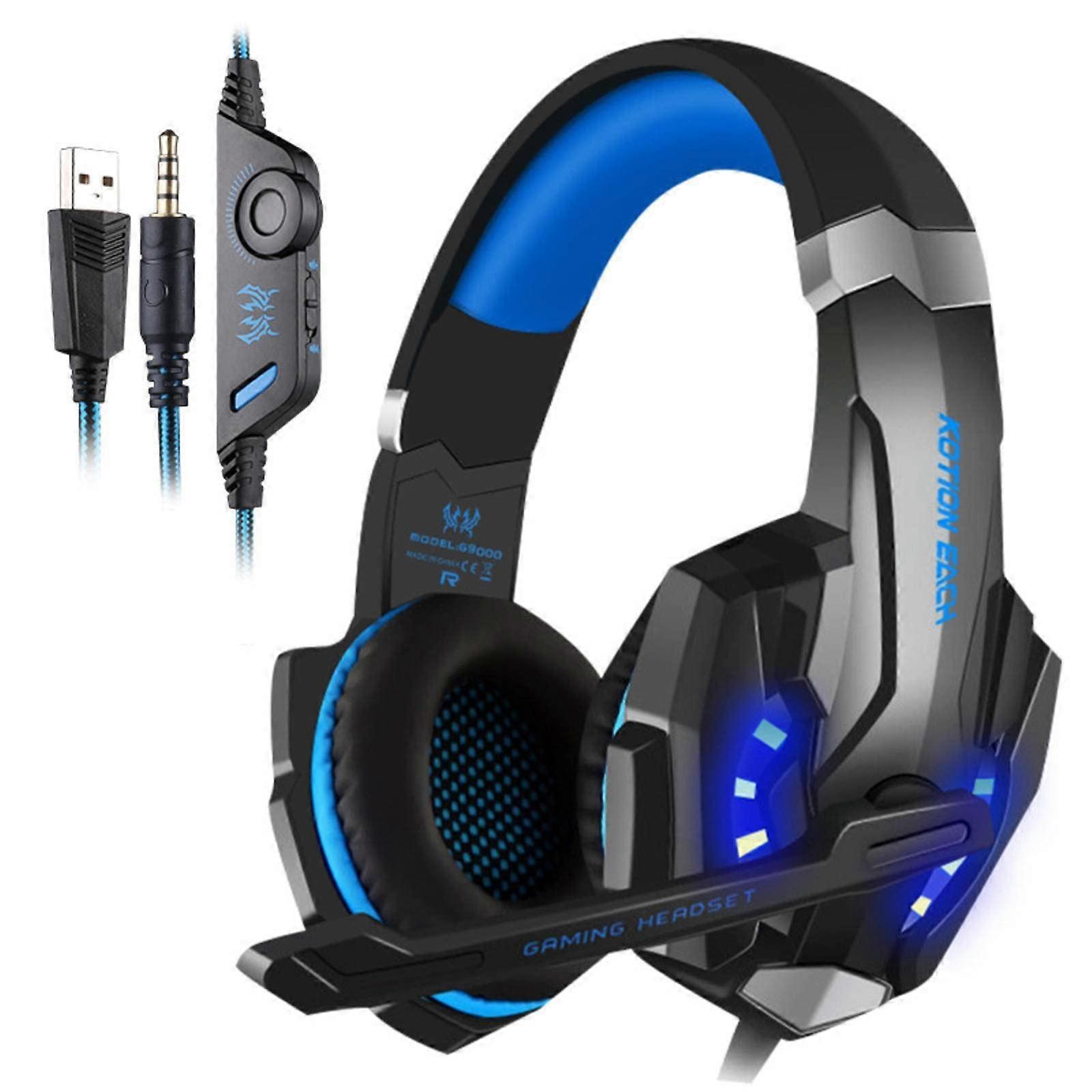 Headset E-Sports Wired Headset for PS4, Gaming PC and Mobile, Over-Ear Design, Noise-Canceling Mic, Adjustable Fit
