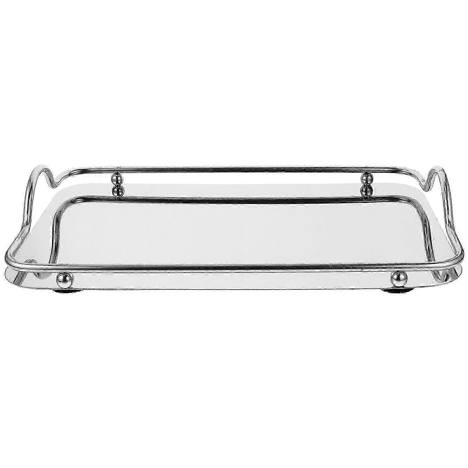 JiaWei Rechteckiges Tablett Tragbares Serviertablett Edelstahltablett für Kaffeebar Restaurant Home dfC