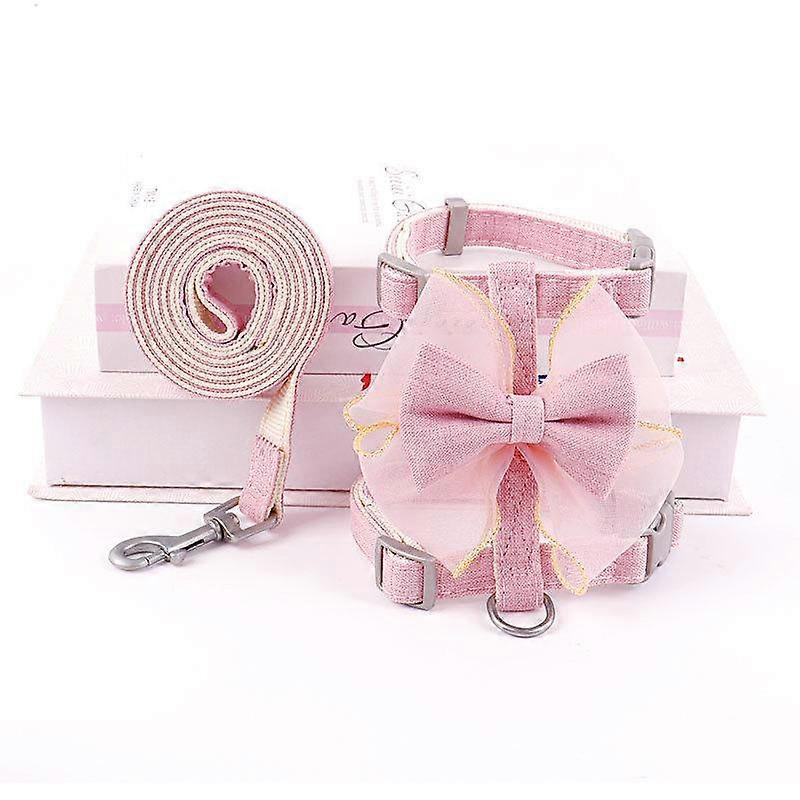Princess Dog Cat Harness And Leash Set Lace Bowknot Pet Harness Vest Cat accessories Adjustable Durable Puppy Collar for Walking