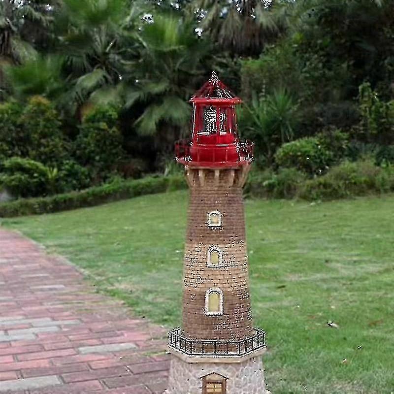 Led Solar Powered Lighthouse, 360 Degree Rotating Courtyard Lights A
