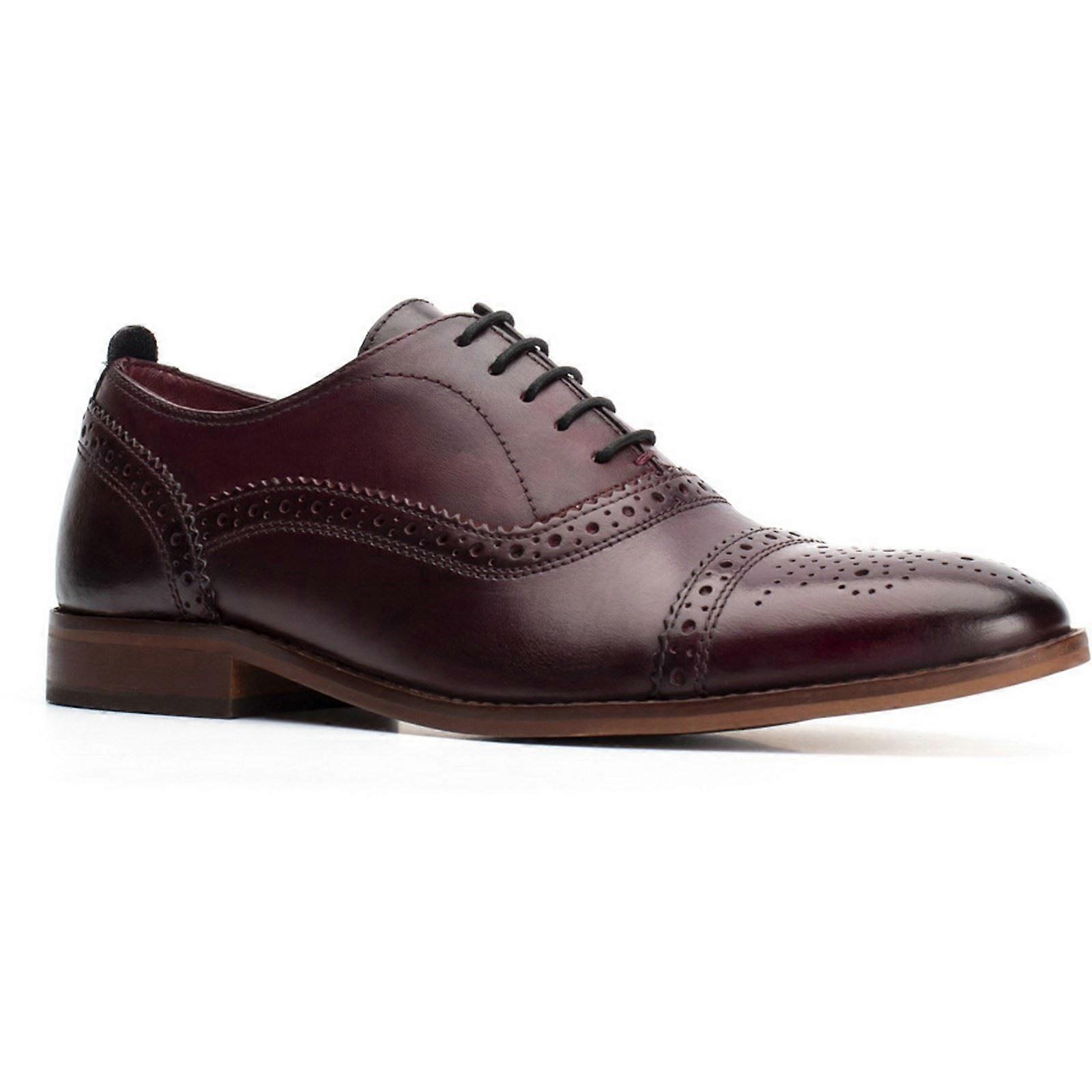 Base London Cast Washed Dark Red Mens Leather Shoes