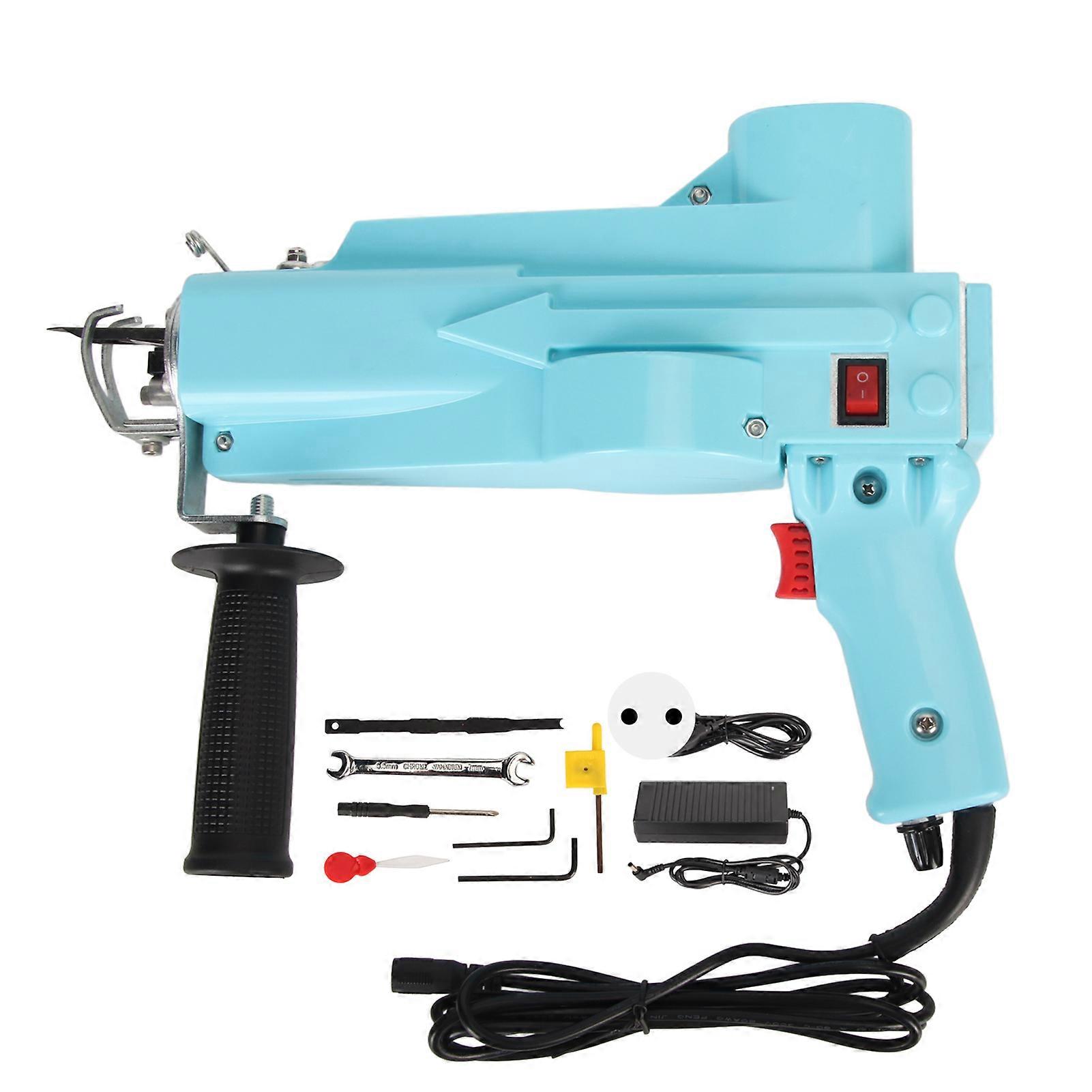 2 in 1 Rug Tufting Cut Loop Pile Adjustable Speed Carpet Gun Machine with 360 Degree Handle 100‑240V Cyan EU Plug