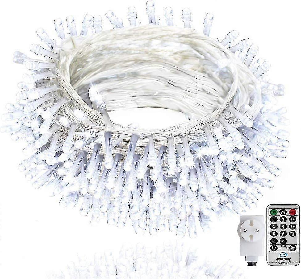 100m Outdoor String Lights With Remote Control And 8 Mode Timer For Easter Home Bedroom Garden - White