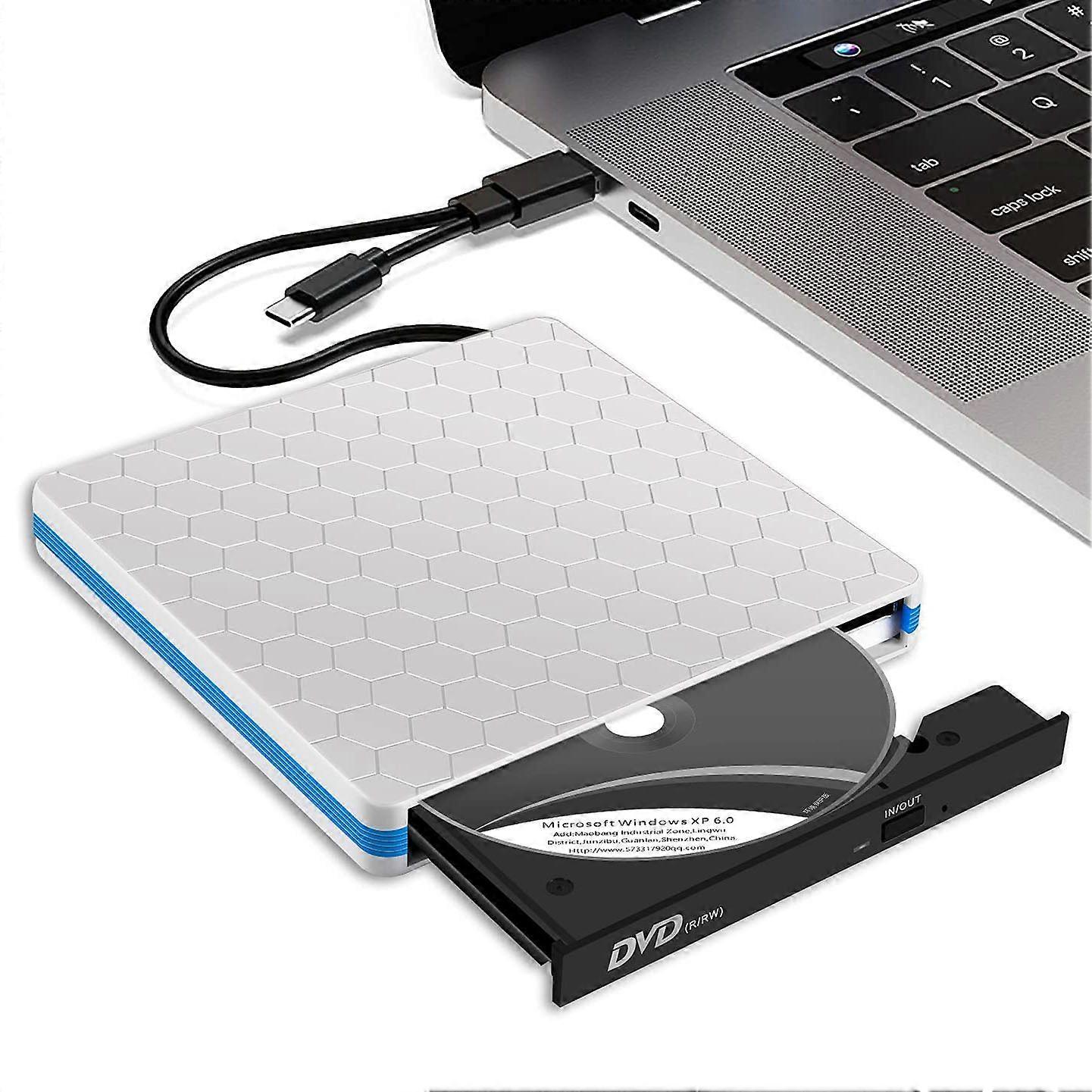 External CD DVD Drive,Portable Type C & USB 3.0 CD-RW DVD-R Combo Burner Player  (BLUE)