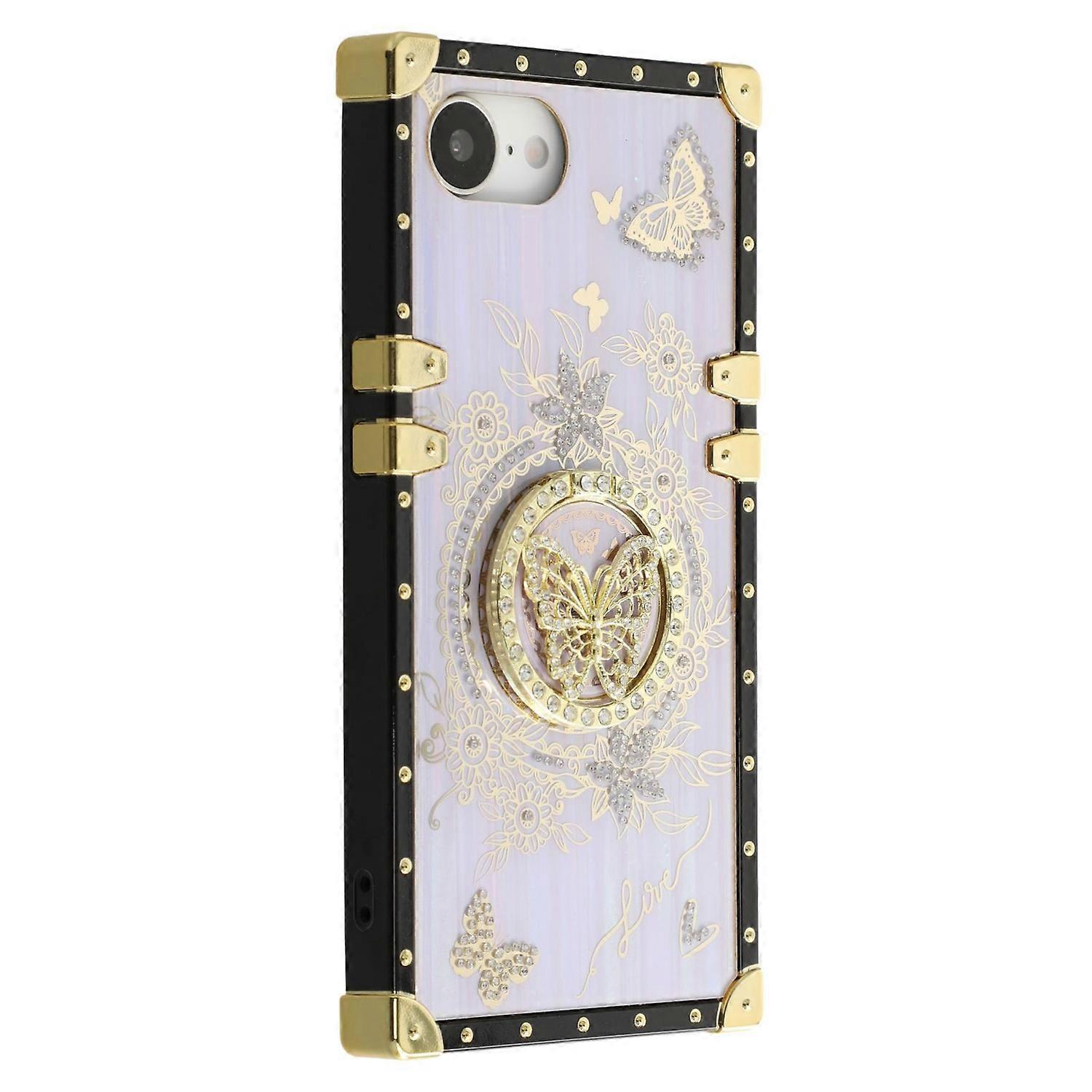 For iPhone 16e Cases Rhinestone Decor Butterfly Pattern TPU+PC Phone Cover