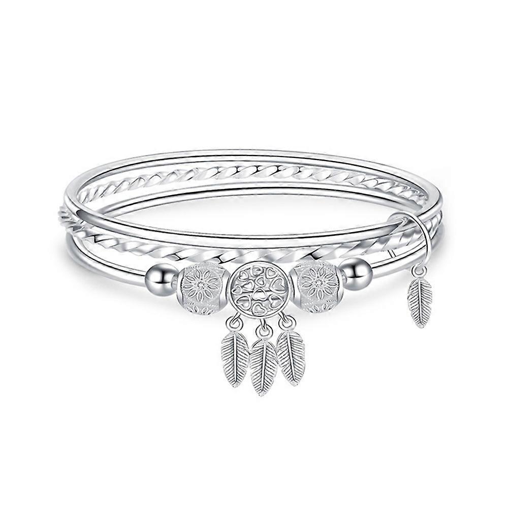 Women Closed Solid Three Rings Bracelet, Size: Z103 56mm