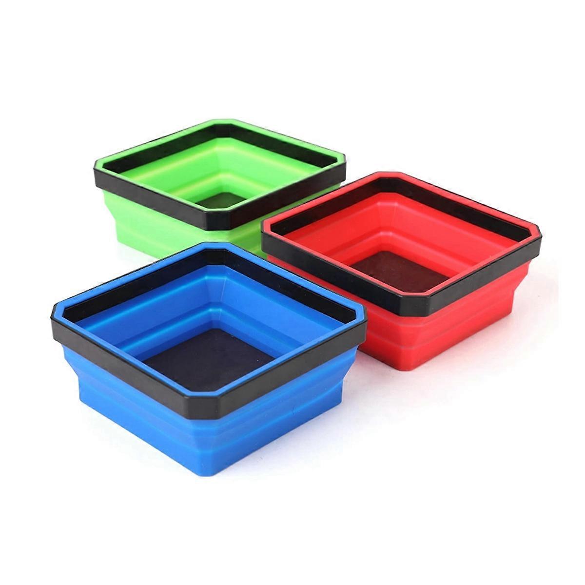 3Pcs Square Silicone Foldable Magnetic Parts Tray