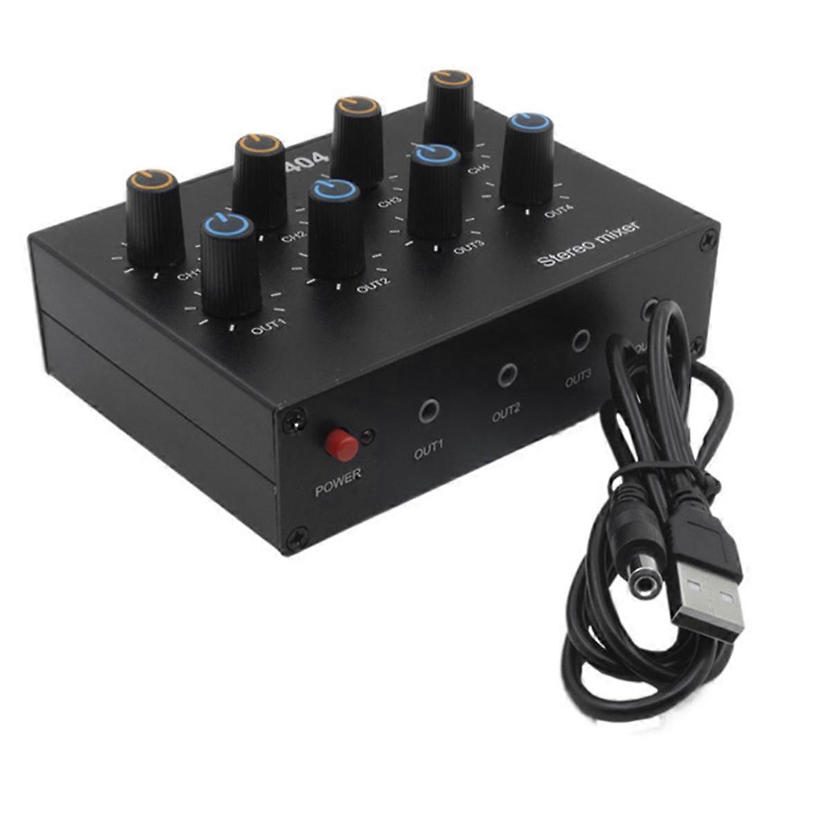AU-404 Stereo Sound Four Multi Input Output Mixer Audio Music Mixing