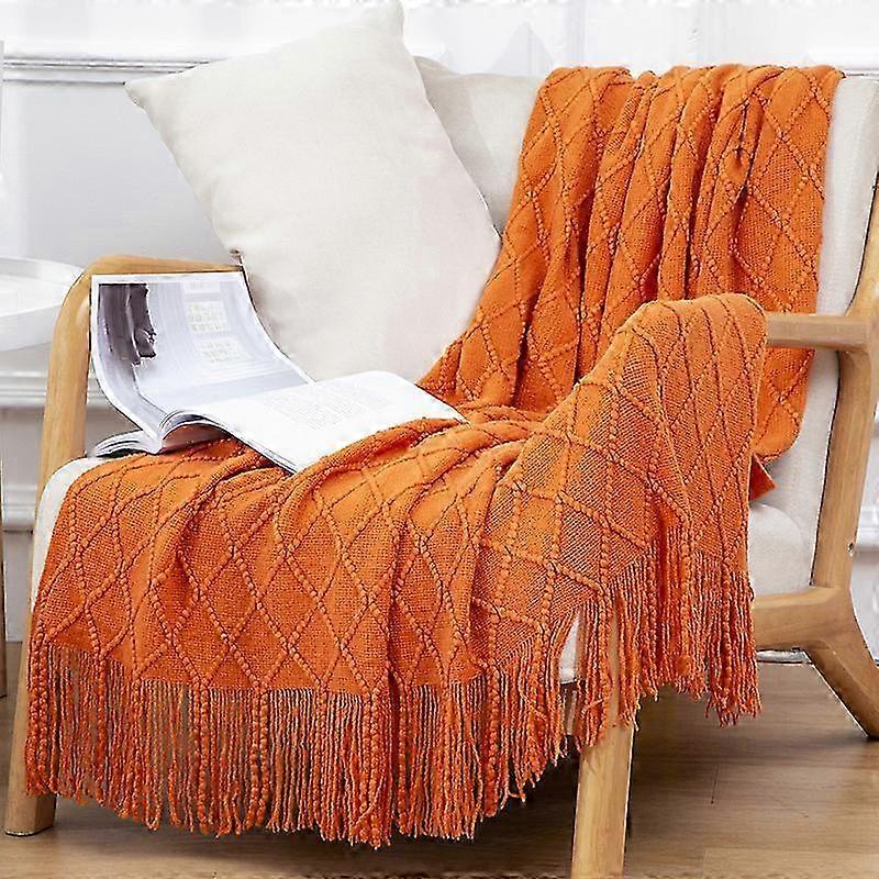 Weiche Strickdecke Sofa Decke 130*180cm Orange