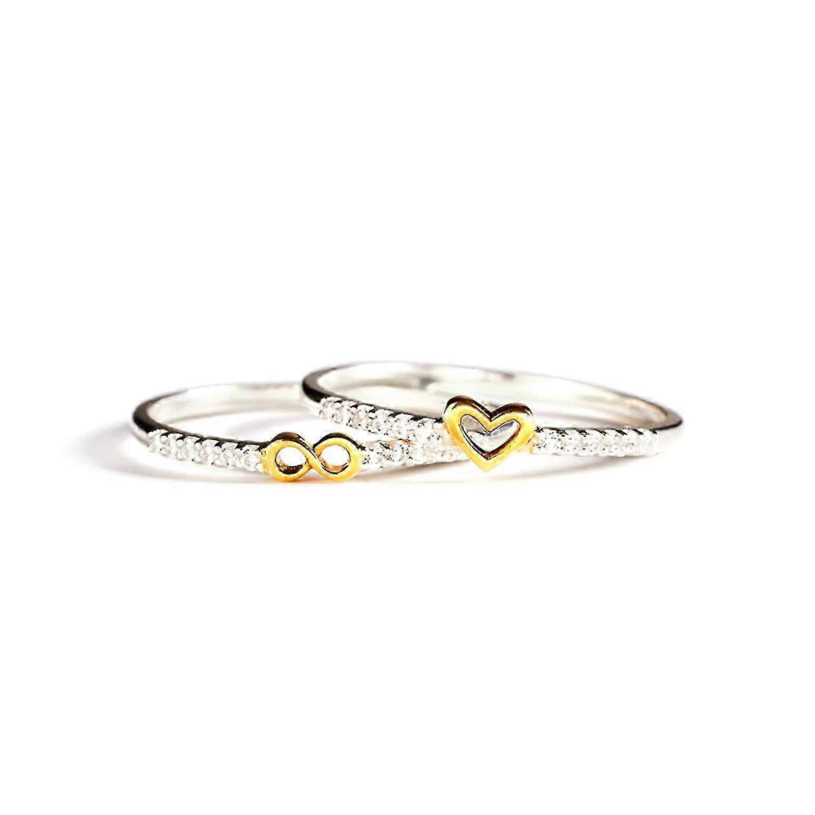 2-In-1 Gold Alloy Heart Shaped Ring Set for Romantic Dates with Your Boyfriend
