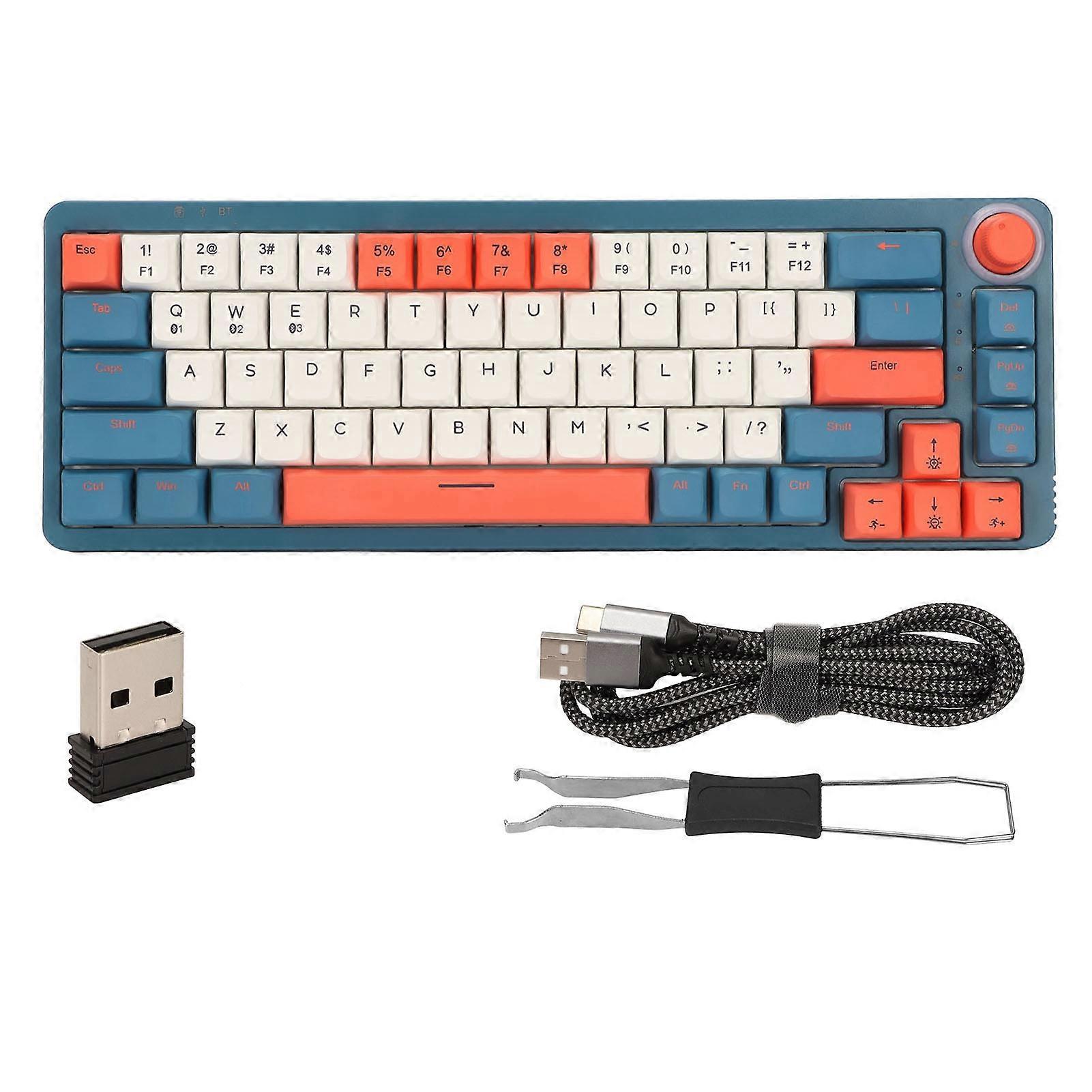 Mechanical Gaming Triple Modes Connection RGB Backlit PBT XDA Keycaps 67 Keys Gaming Keyboard