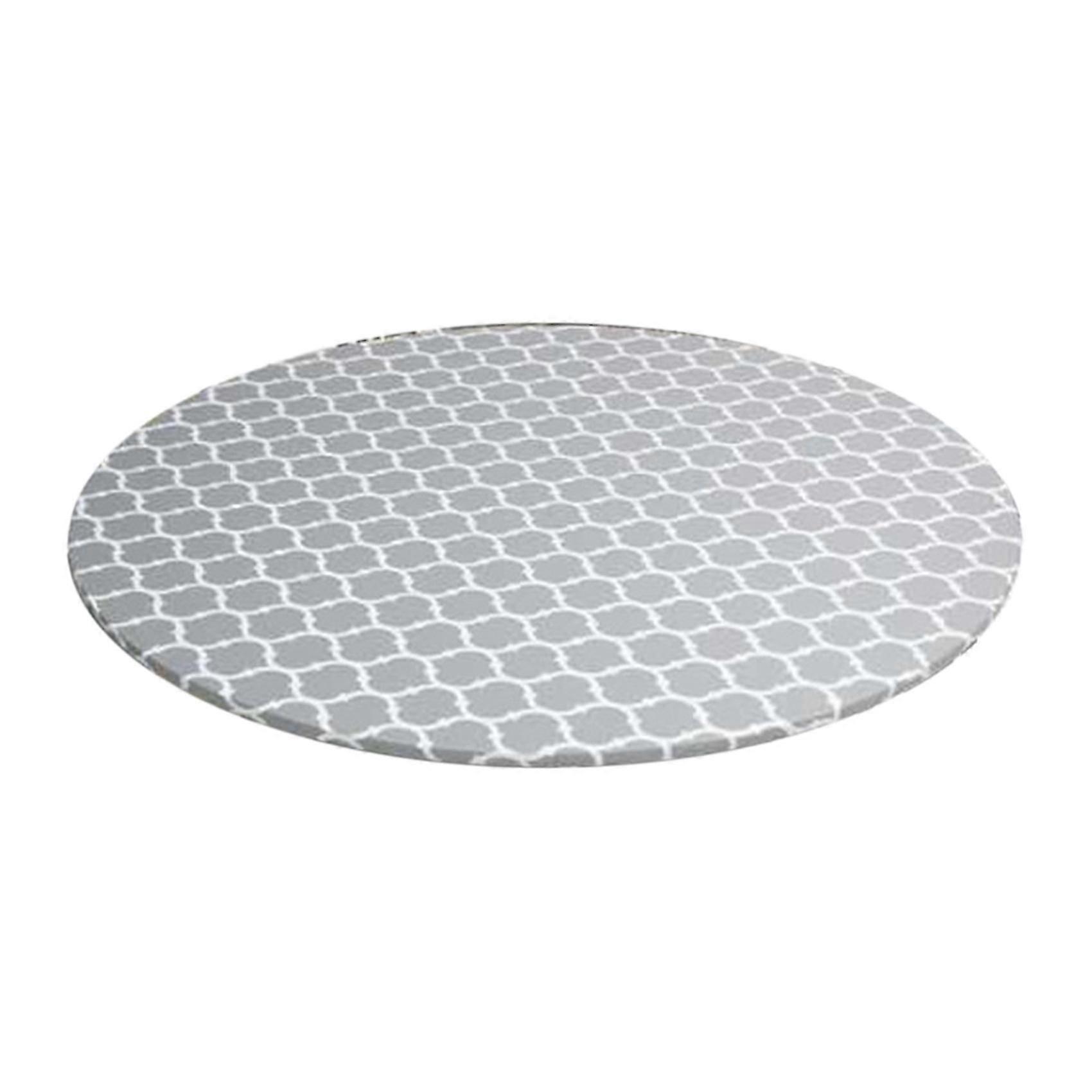 Round Tablecloth with Elastic Edge Waterproof Oil Proof PVC Table Cloth Wipe Clean Table Cover for I-Good