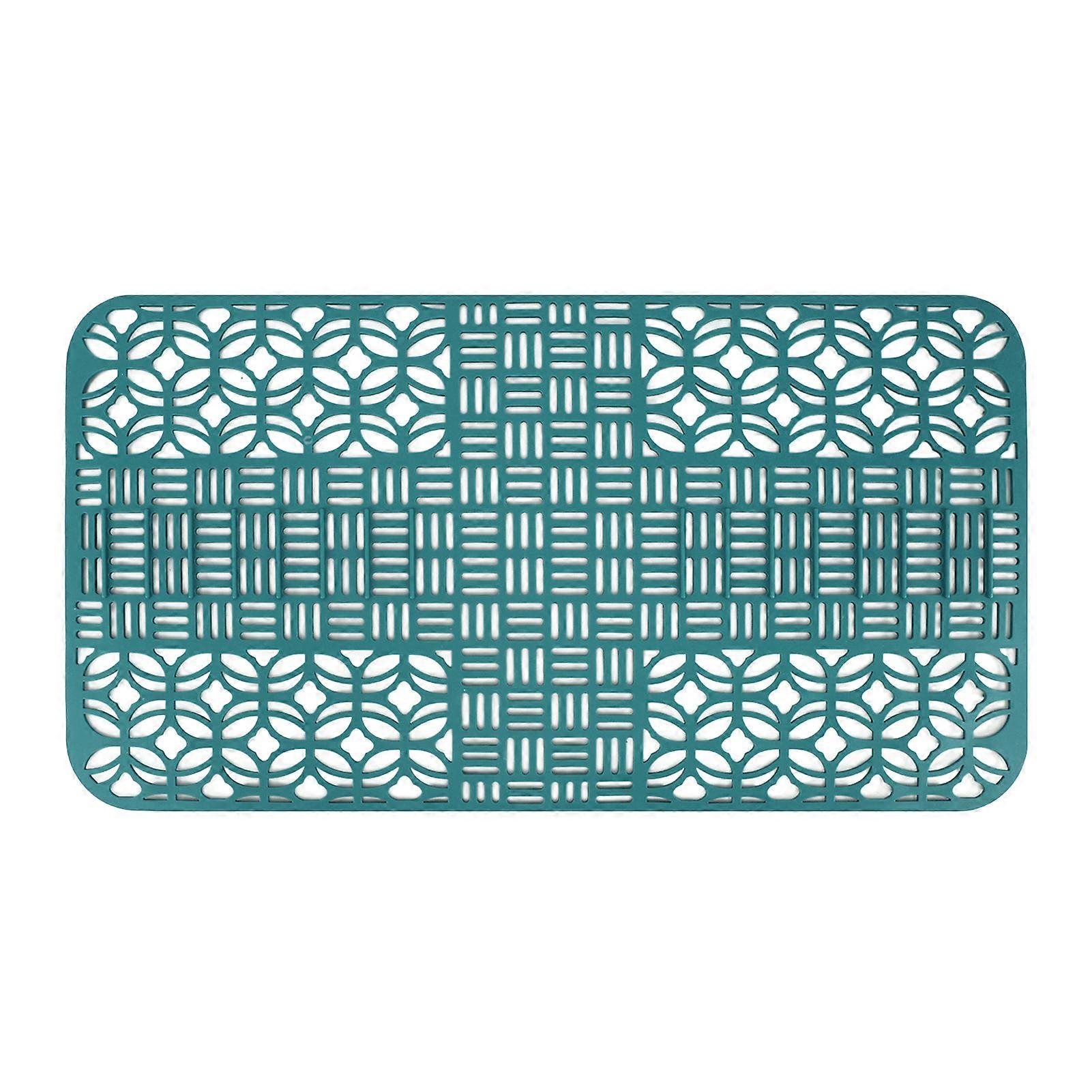 Tapis d'évier en silicone antidérapant et résistant à la chaleur, grand format, carré, creux, protection pour évier de cuisine, vert, 66 x 35 cm