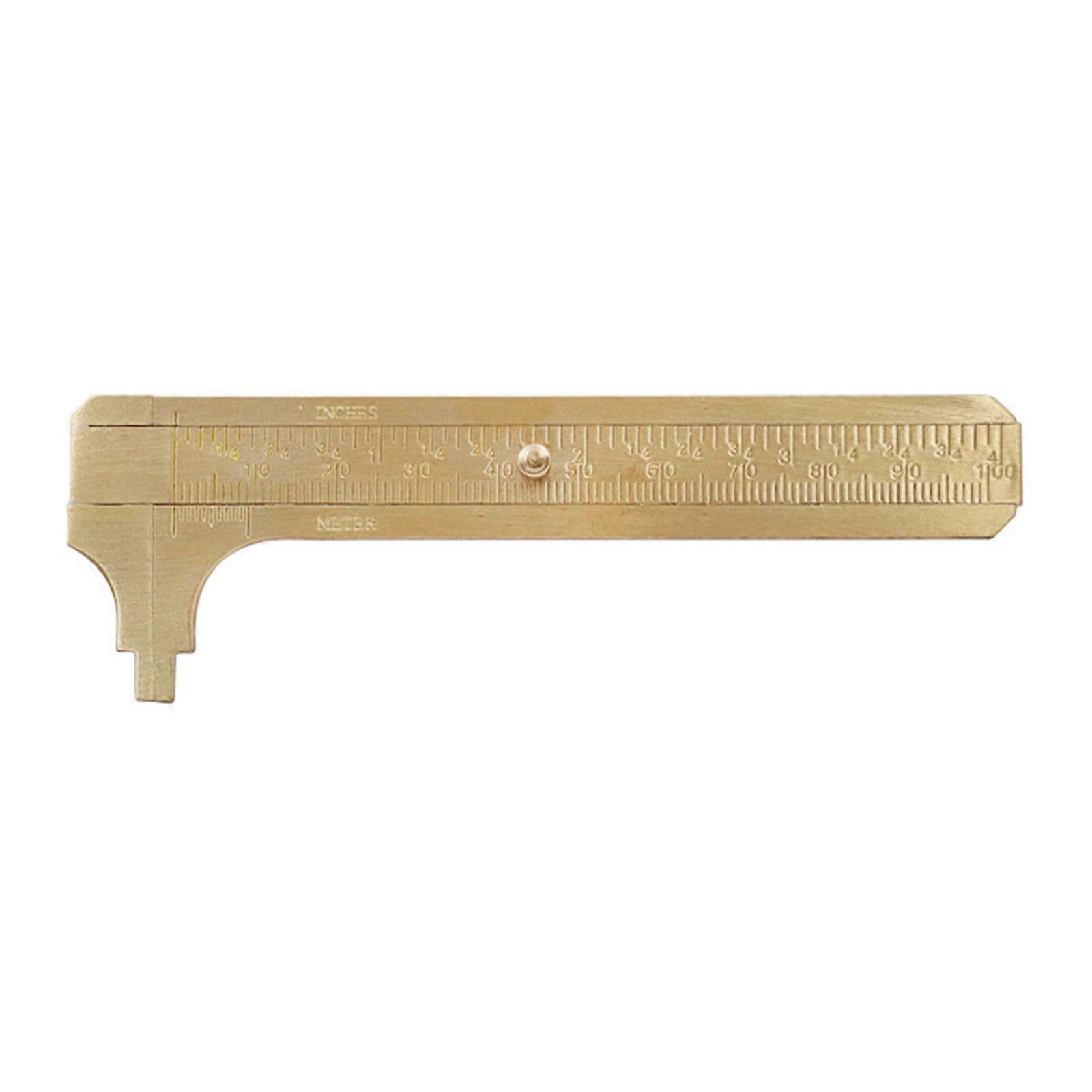Mini Brass Sliding 100mm Double Scale Caliper Ruler for Measuring Gemstones and Jewelry Component Bead