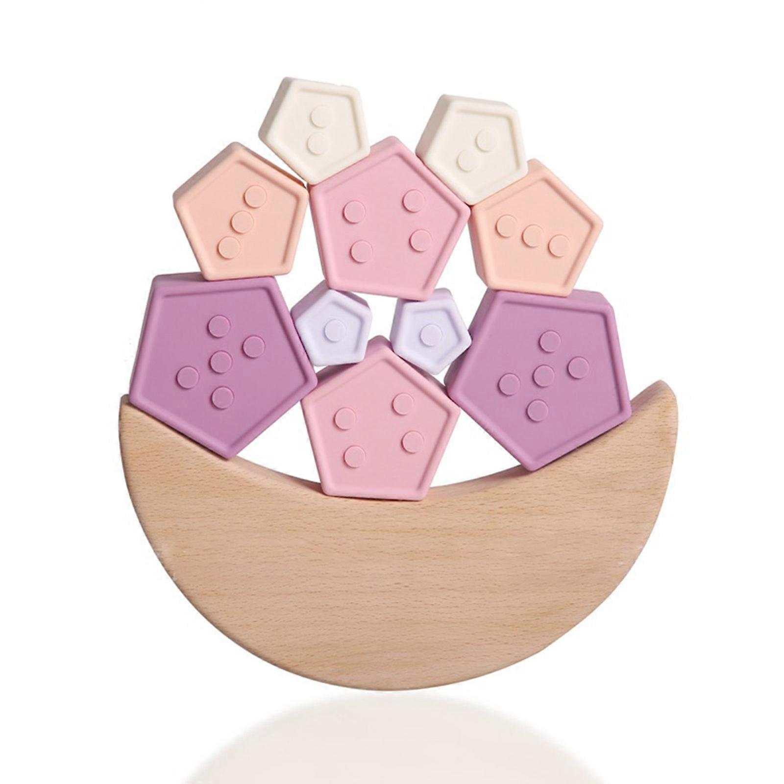 Wooden Balance Block Wooden Stacking Toy Balancing Game For Kid Moon Equilibrium  Educational Stacking Game Multicolor