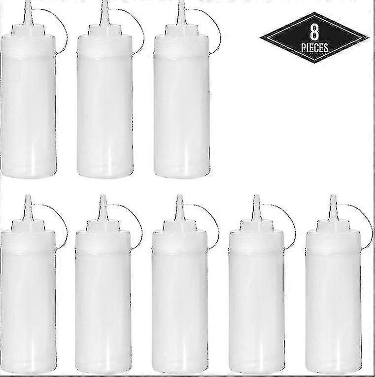 8-Pack 500ml Squeeze Bottles for Condiments & Sauces with Caps