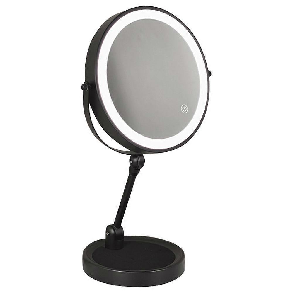 TKdaddy Makeup Mirrors 9 Inch Folding Makeup Mirror 7X Magnification Touch Control LED Light Double-Sided Vanity Mirror Black