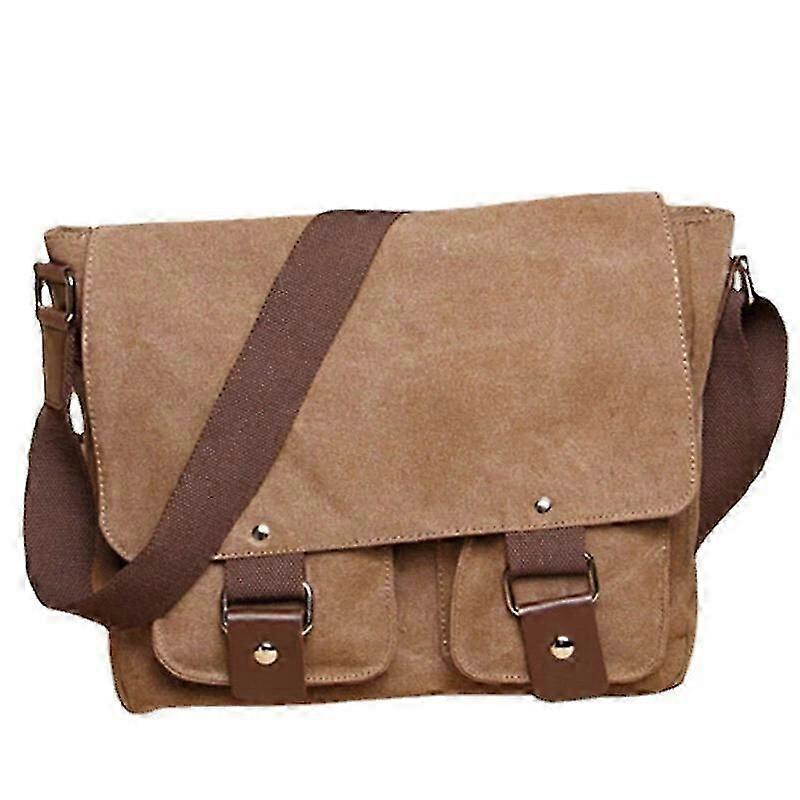 Men's Retro Canvas Crossbody Bag With Double Front Pockets - Large Capacity Shoulder Messenger Bag