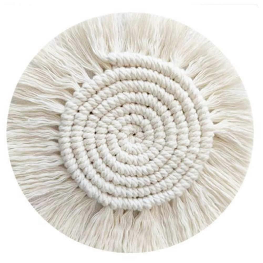 Round Cotton Coasters Linen Mats Insulation Coffee Cushion Table Set NonSlip Handmade Macrame Cup Cushion for Table Rounds