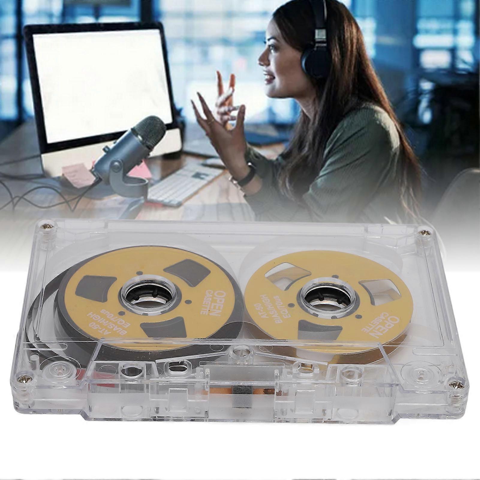 Reel to Reel Blank Cassette Tape 50 Minutes Normal Bias Double Sided Metal Sound Recording Cassette Tape with Transparent Box Gold