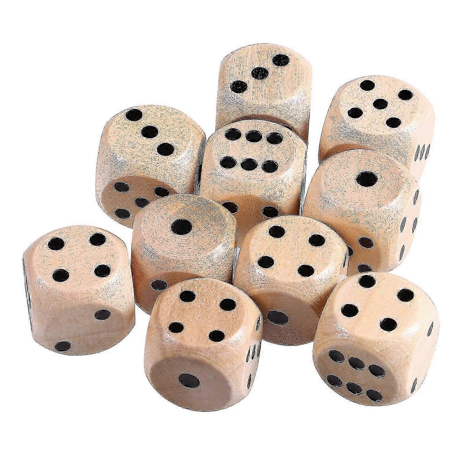10 Pieces of 6-Sided Wooden Dice Set for Table Games, Mini D6 Dice Props (16mm) Suitable for Various Board Games
