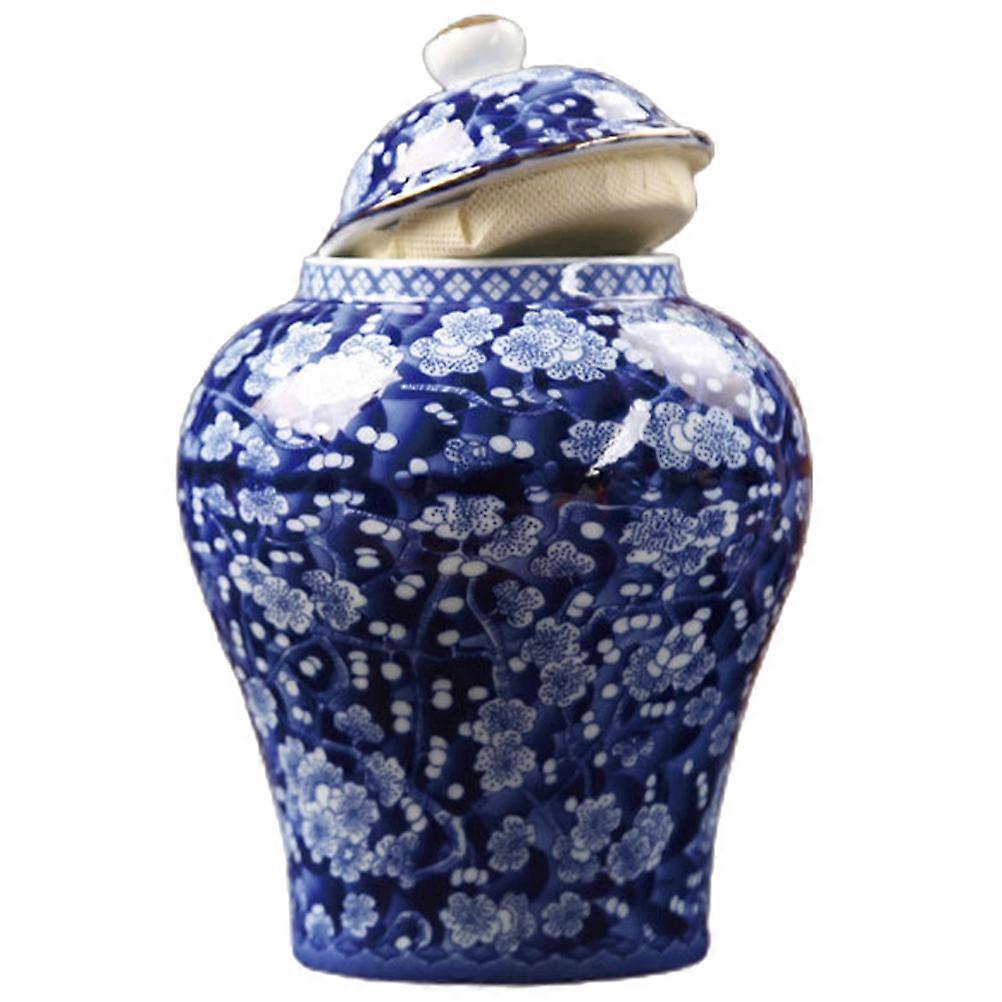 Vintage Ceramic Tea Jar with Airtight Lid for Moisture Protection – Smooth Glossy Porcelain Storage Container for Kitchen Use