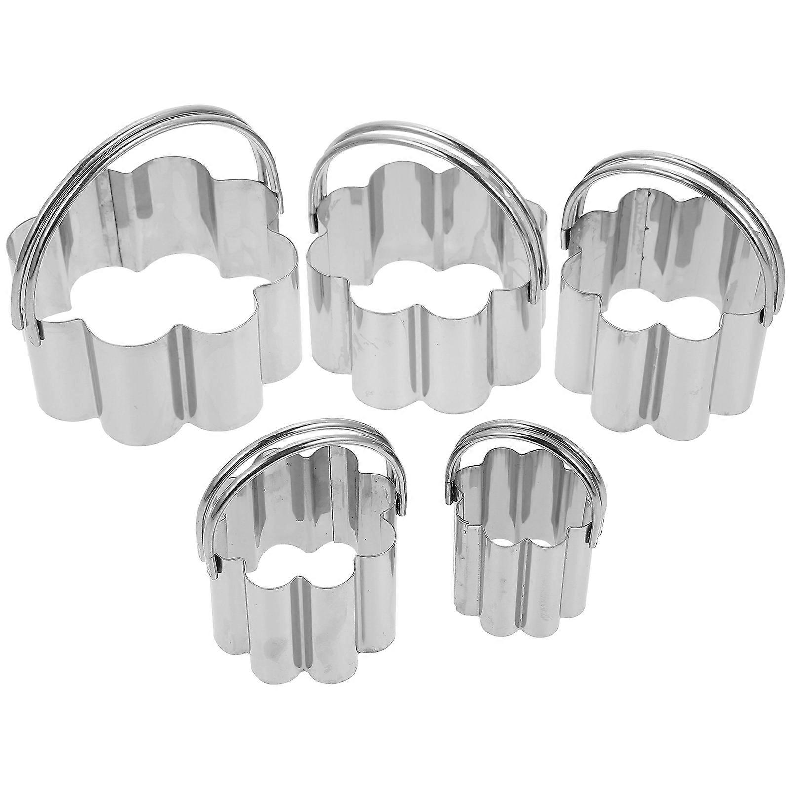 5pcs Decorative Cookie Molds with Handles Baking Cutters for Fondant, Cake & Biscuit Decoration Easy to Clean & Portable