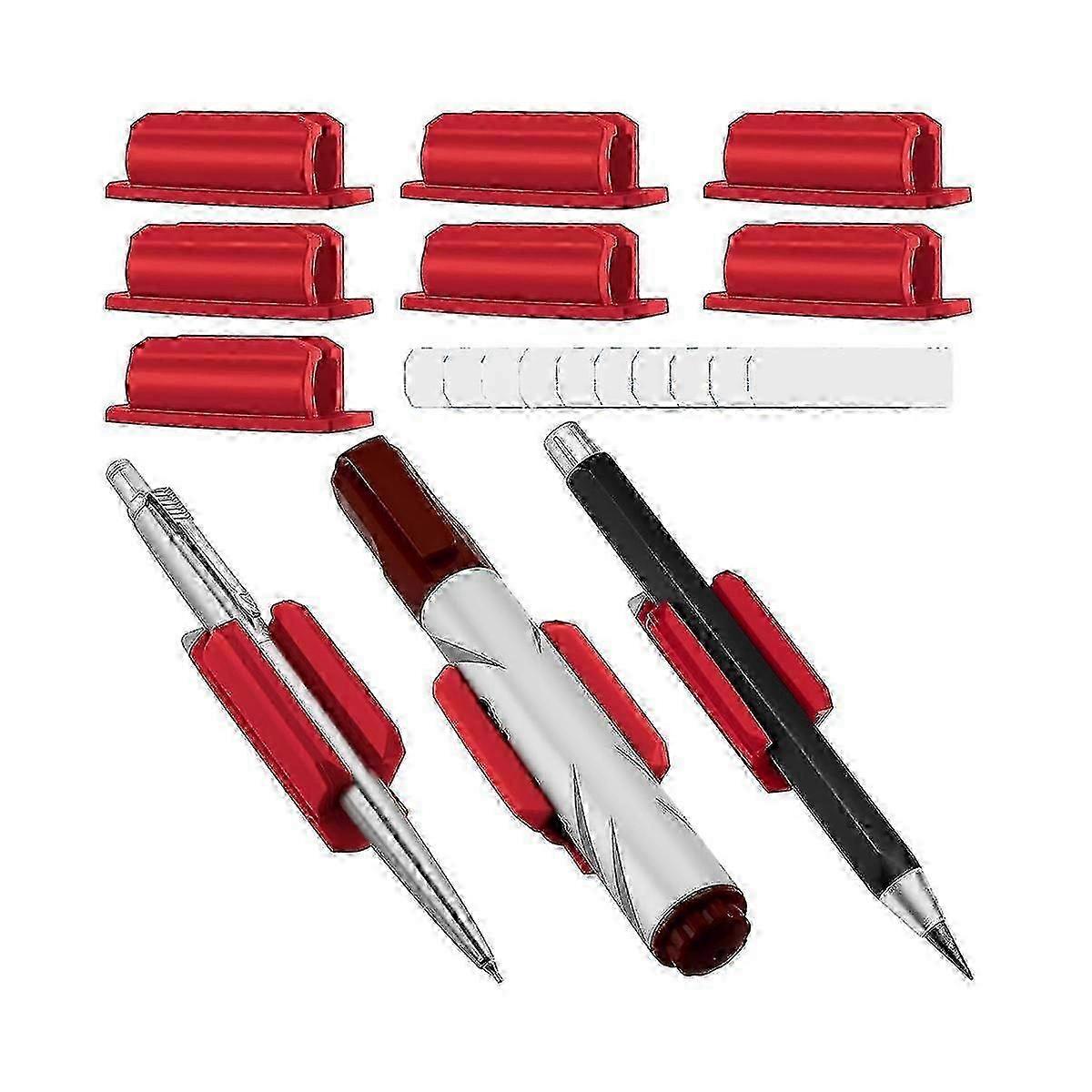 Set of 10 Adhesive Silicone Pen Holders for Desk and Various Surfaces with 10 Additional Adhesive Options