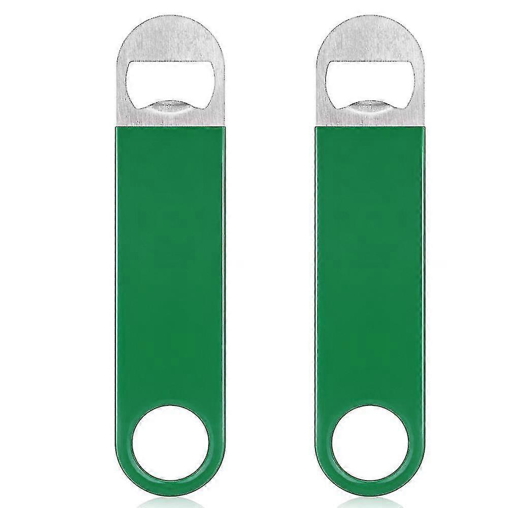 Flacher Flaschenöffner - Barkeeper Tool - Bieröffner mit Gummigriff - Grün