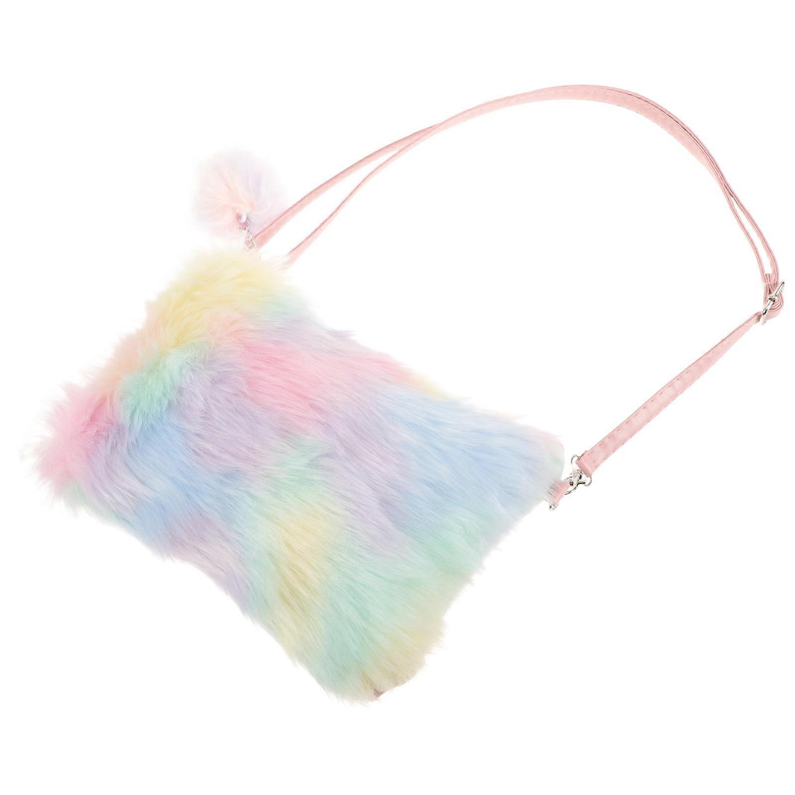 Tie Dye Plush Crossbody Bag with PU Strap – Colorful One Shouldered Storage Bag for Travel, Parties, Shopping, and Dating